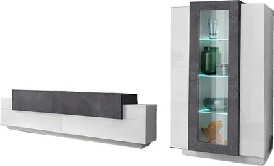 Immagine prodotto di Dmora Parete Attrezzata Maja 45x280x120h cm Bianco Cemento, Modulabile 5 Ante  Italy