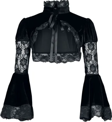Produktbild von Gothicana by EMP Damen schwarzer Bolero mit Spitzenbesatz und puffigen Oberärmeln S