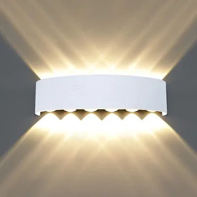 Obrázek produktu pro Hliníková LED nástěnná lampa 12 W, vodotěsná, bílá