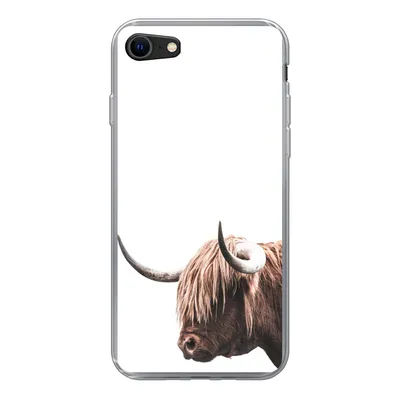 Produktbild von MuchoWow® Handyhülle Schutzhülle Hülle für iPhone 8 Schottischer Highlander - Kopf - Weiß Silikon Softcase Handy Hülle - Schutzhaube