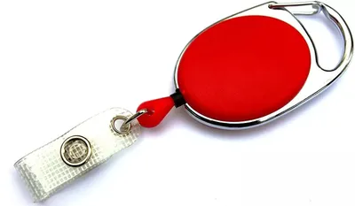 Produktbild von 2x ROT Ausweisjojo Jojo Zipper Ausweis Halter Kartenhalter Schlaufenclip Aufrollmechanismus Schlüsselanhänger