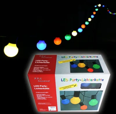 Produktbild von LED Party-Lichterkette 5 m lang mit 20 Laternen bunte Kugeln