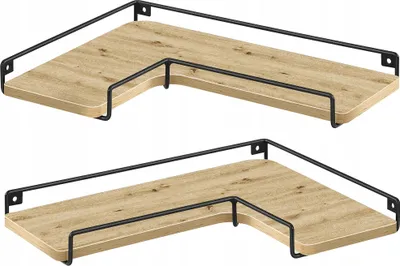 Zdjęcie produktu dla Zestaw 2 Półek Wiszących Narożnych Nowoczesne Półki Ścienne Półka Artisan