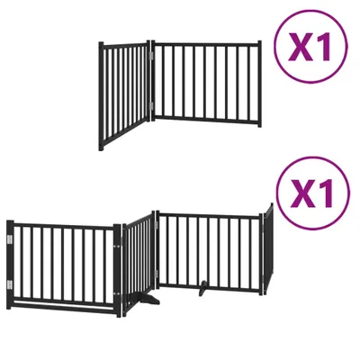 Produktbild von Möbel 6-tlg. Hundetor mit Tür Faltbar Schwarz 480 cm Pappelholz - Sonstiges Hundezubehör CLORIS6233956