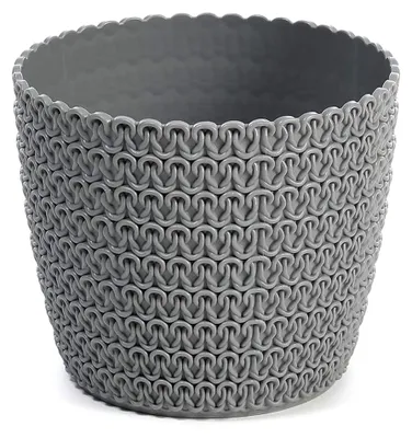 Produktbild von Blumentopf Übertopf Pflanztopf Strickstruktur (Ø) 14 cm Grau