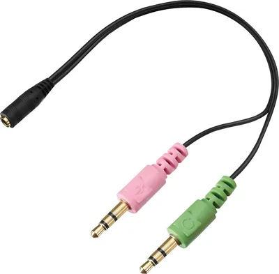 Produktbild von Adapter-Kabel Android-/iPhone-Headset 4-polig TRRS-Klinke an PC-/Notebook-Anschluss 2 separate Stecker
