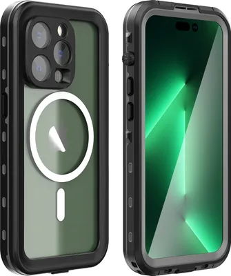 Image de Etui étanche pour iPhone 14 Pro Max, compatible MagSafe, étanche à la poussière et à la neige, étui de protection complet IP68 avec protecteur d'écran intégré noir