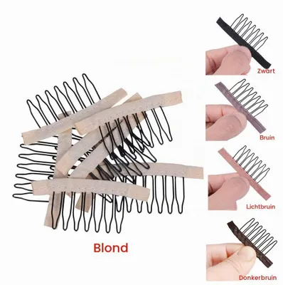 Produktbild von Haarklemmen für Perücke Perückenkamm - 7 Zähne - Blond - 24 Stück