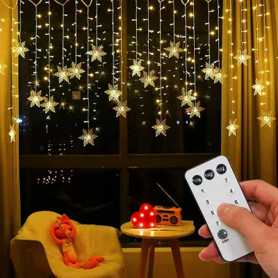 LED-Lichterkette mit Sternen, 96 LEDs, 3,5 m, warmweiß, Fernbedienung