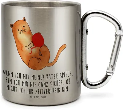 Produktbild von Mr. & Mrs. Panda Thermobecher Katze Wolle - Transparent - Geschenk, Katzen, Spielen, Isolierbecher, Edelstahl-Thermobecher, thermotasse, Cats, Cat, Teetasse, Haha
