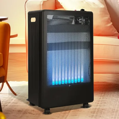 Immagine prodotto di Riscaldatore a gas a infrarossi Jayseuw 3800 Watt incl. tubo flessibile e riduttore di pressione, per bombole di gas butano/propano fino a 15 kg, nero, 42x36x73 cm, per uso interno