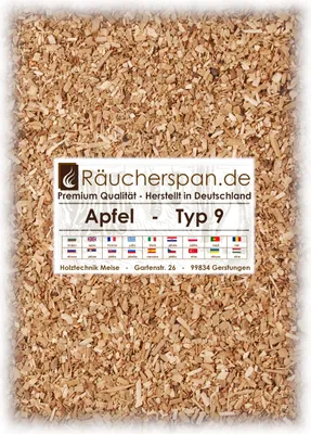 Produktbild von Räucherraspel von räucherspan.de - jetzt auch bei Kaufland - für Rauch-/Kaltrauchgenerator - Apfel Typ 9, 2kg