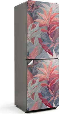 Produktbild von Pflanzenmuster mit Blättern – Kühlschrank Aufkleber – Klebefolie Kühlschrank – Kühlschrank Dekor – Kühlschrankfolie selbstklebend – Küchen Dekoration – 60x180 cm