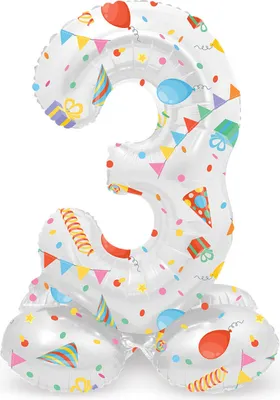 Produktbild von Stehender Zahl 3 Partytime Ballon 72cm