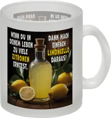 Produktbild von Limoncello Glas Tasse mit Spruch Mach Limoncello aus Zitronen