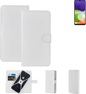 Produktbild von K-S-Trade Handy Hülle Schutz Hülle kompatibel mit Samsung Galaxy A22 Cover Case Bookstyle Bumper weiß 1x