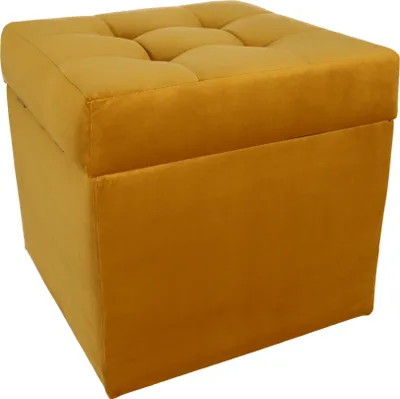 Obrázek produktu pro mg designová čalouněná stolička, 45x45 cm, barva zlatá - měkký sedák, skládací s úložným prostorem (50 l) vydrží zatížení až 100 kg