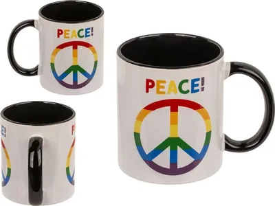 Produktbild von PEACE Kaffeetasse Regenbogenmotiv für Vielfalt & Frieden, Kaffeebecher, Kaffee