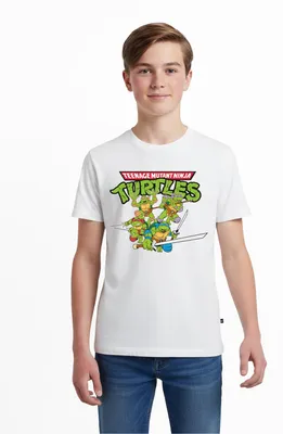 Produktbild von Spreadshirt Teenage Mutant Ninja Turtles Logo Teenager Premium T-Shirt, 146/152 (10 Jahre), Weiß
