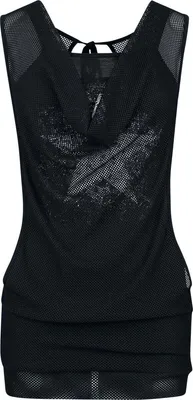 Image de RED by EMP Top noir en résille pour femmes avec impression d'étoiles XL