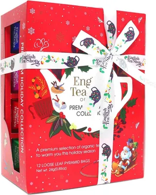 Produktbild von ETS - Tee Geschenk mit Schleife "Winter Kollektion, rot", BIO, 12 Pyramiden-Beutel