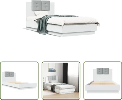 Produktbild von The Living Store Bettgestell mit Kopfteil Weiß 75x190 cm Holzwerkstoff