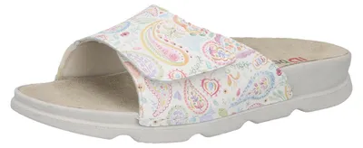 Produktbild von Berkemann Pantolette Analena 4504-009, Weiß mit Paisley-Muster, Glattleder u. Stretch, Fußbett zum Wechseln, Weite E-H 40 2/3