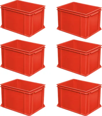 Produktbild von 6 Eurobehälter mit 2 Griffleisten, LxBxH 400 x 300 x 270 mm, 26 Liter, rot
