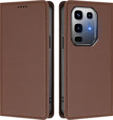 Produktbild von Handyhülle für Infinix Note 50 Pro+ 5G, Kunstleder Klapphülle Stoßfeste Magnetische Hülle mit Ständer Braun