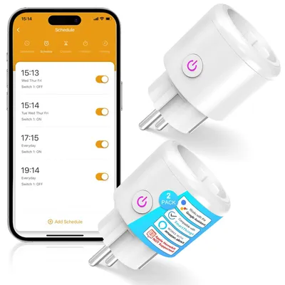 Immagine prodotto di Prese Wi-Fi SURFOU con misuratore di consumo energetico, presa intelligente per la gestione del tempo, compatibile con la domotica, Wi-Fi 2,4 GHz. Funziona con Alexa e Google Home, controllo vocale, accesso remoto. Non richiede hub. Confezione da 2