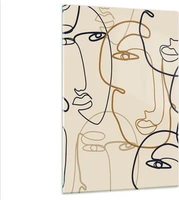 Produktbild von Bilder auf glas - Einteilig - Frau Gesicht Linie - 80x120cm - Glasbilder - Wandbilder - Bilder - zum Aufhängen bereit - Wanddekoration aus Glas - Glas Bilder - Wandbild auf Glas - GPA80x120-5109