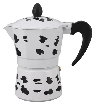 Image de Cafetière à piston Milk Cow Color Moka Pot en aluminium pour la maison, le café, les activités de plein air, le camping et les voyages, 3 tasses de 150 ml