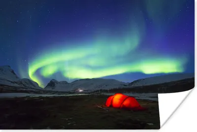 Produktbild von MuchoWow® Poster Nordlichter - Zelt - Schweden 60x40 cm - Schlafzimmerdekoration