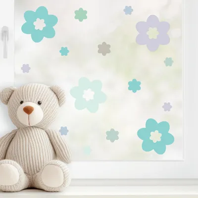 Produktbild von Fensterbild Frühling Blüten in Pastellfarben für Ostern, wiederverwendbare Fensteraufkleber