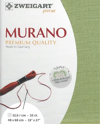 Produktbild von Zählstoff MURANO Zweigart Precut 32 ct. 3984 Farbe 6016 moosgrün, Handarbeitsstoff für Stickerei 48x68 cm