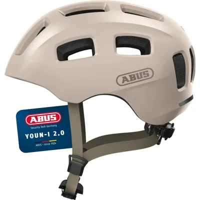 Produktbild von ABUS Fahrradhelm Youn-I 2.0 - mit Licht für Kinder, Jugendliche und junge Erwachsene - für Mädels und Jungs - Beige, Größe S