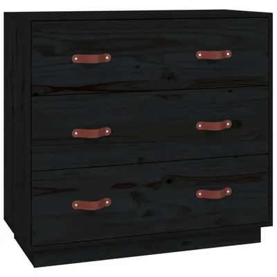 Produktbild von Sideboard Schwarz 80x40x75 cm Massivholz Kiefer