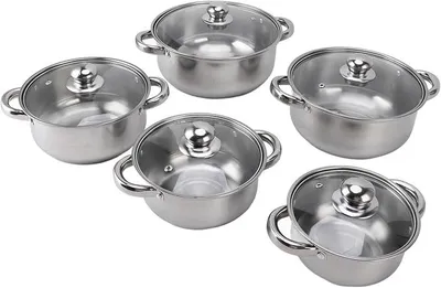 Imagen del producto de Juego de ollas de acero inoxidable de 5 piezas, conjunto de utensilios de cocina