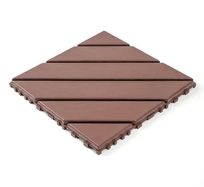 Productafbeelding van Kunststof vloertegels, 44 stuks, 30x30 cm (12x12 inch), waterdicht, weerbestendig, geschikt voor binnen- en buitengebruik, terras, balkon. Rood+bruin