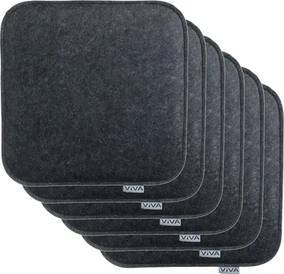 Productafbeelding van Set van 6 vierkante zitkussens van vilt, 35 x 35 cm, antraciet