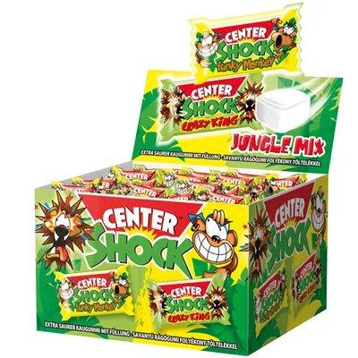 Obrázek produktu pro Centre Shock Jungle Mix extra kyselá žvýkačka s tekutým jádrem 400g