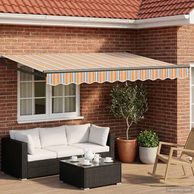 Produktbild von vidaXL Elektrische ausziehbare Markise Blau und Orange 3 x 2,5 m