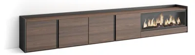 Produktbild von TV-Möbel Holzeffekt eiche schwarz 315x35x50cm Kamin mit Feuereffekt
