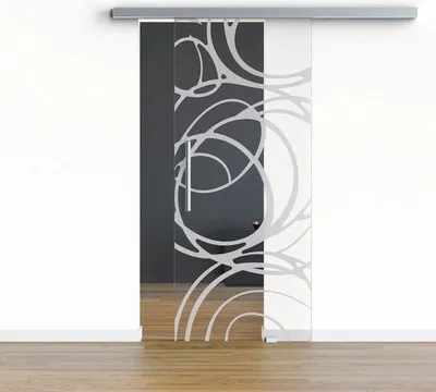 Produktbild von Pertura Glasschiebetür Komplettset Glera Mystic 01 900x2175 mm Rechts inkl. Beschlag Selir Aluminium Edelstahloptik,Stan