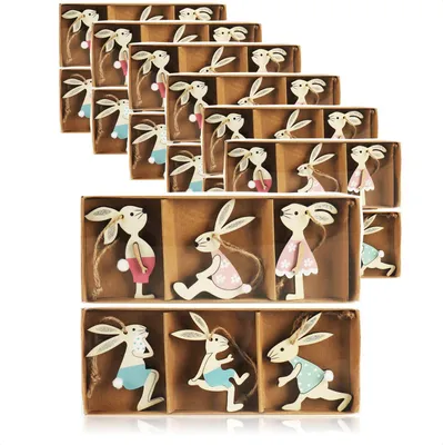 Produktbild von com-four® 36x Dekoaufhänger Hase - Osterschmuck aus Holz zum Aufhängen