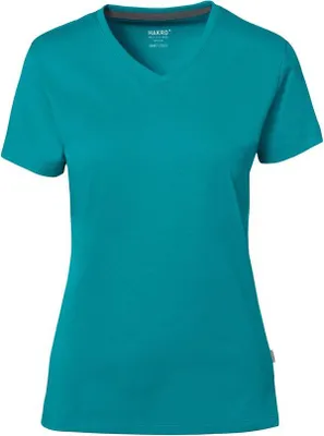 Produktbild von HAKRO Hakro Damen V-Shirt Baumwolle Tec #169 Gr. XS smaragd