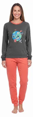 Immagine prodotto di Pigiama da donna in cotone a maniche lunghe, modello KLP1, marca Kisses&Love
