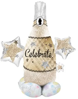 Immagine prodotto di Palloncino in foil a forma di bottiglia di champagne per matrimoni, 83x94 cm