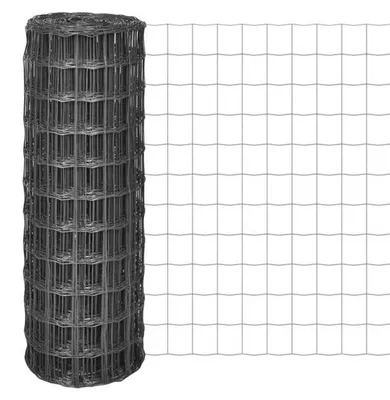 Produktbild von Gartenzaun - 10 x 0,8 m - Grau - PVC - Stahl - Zaun für Garten, Hunde und Grundstücksteilung - Maschen 77 x 64 mm - Netz auf Rollen