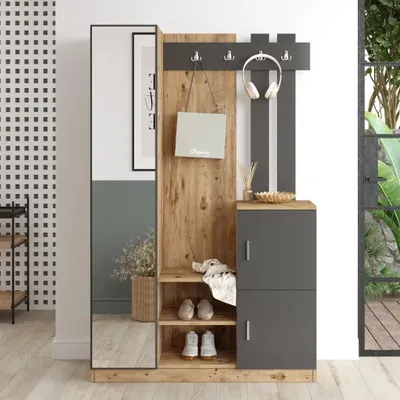 Obrázek produktu pro Předsíňová stěna Houseland Livia borovice Atlantic/antracitově šedá